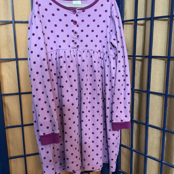 Hanna Andersson Purple Polka Dot Long Sleeve Play Dress Size 130 (size 7/8) - Picture 2 of 5